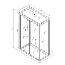 Душевая кабина Comforty СF5777B, задняя черная стеклянная панель, 1200×800×2100 мм