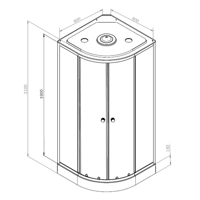 Душевая кабина Comforty СF5881E-A, низкий поддон, 800×800×2100 мм