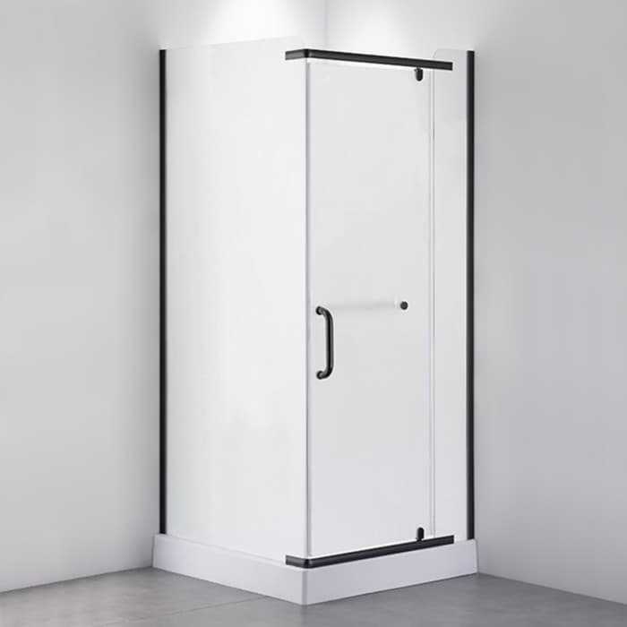 Душевое ограждение Comforty 32NB, чёрный профиль, с поддоном, 900×900×1975 мм