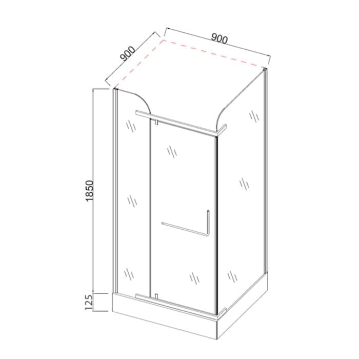 Душевое ограждение Comforty 32NB, чёрный профиль, с поддоном, 900×900×1975 мм