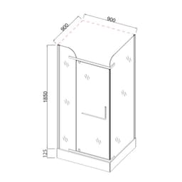 Душевое ограждение Comforty 32NB, чёрный профиль, с поддоном, 900×900×1975 мм