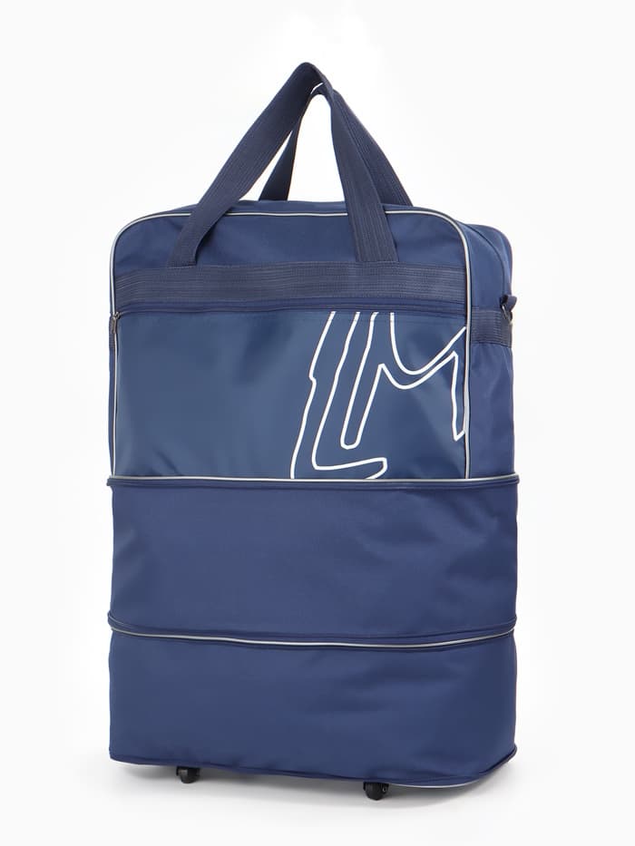 Сумка дорожная 20" на 4 колёсах, отдел на молнии, с увеличением, наружный карман, длинный ремень, синяя