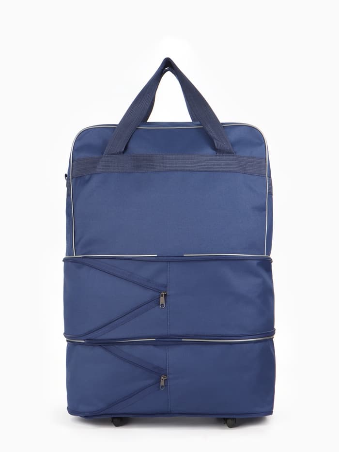 Сумка дорожная 20" на 4 колёсах, отдел на молнии, с увеличением, наружный карман, длинный ремень, синяя
