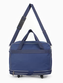 Сумка дорожная 20" на 4 колёсах, отдел на молнии, с увеличением, наружный карман, длинный ремень, синяя