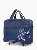 Сумка дорожная 20" на 4 колёсах, отдел на молнии, с увеличением, наружный карман, длинный ремень, синяя