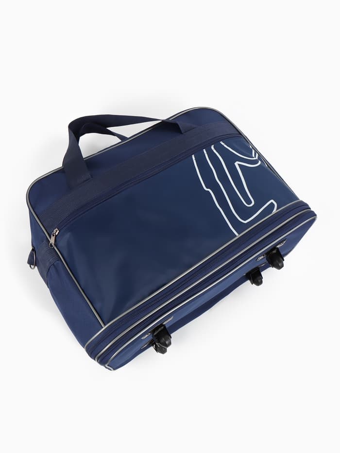Сумка дорожная 20" на 4 колёсах, отдел на молнии, с увеличением, наружный карман, длинный ремень, синяя