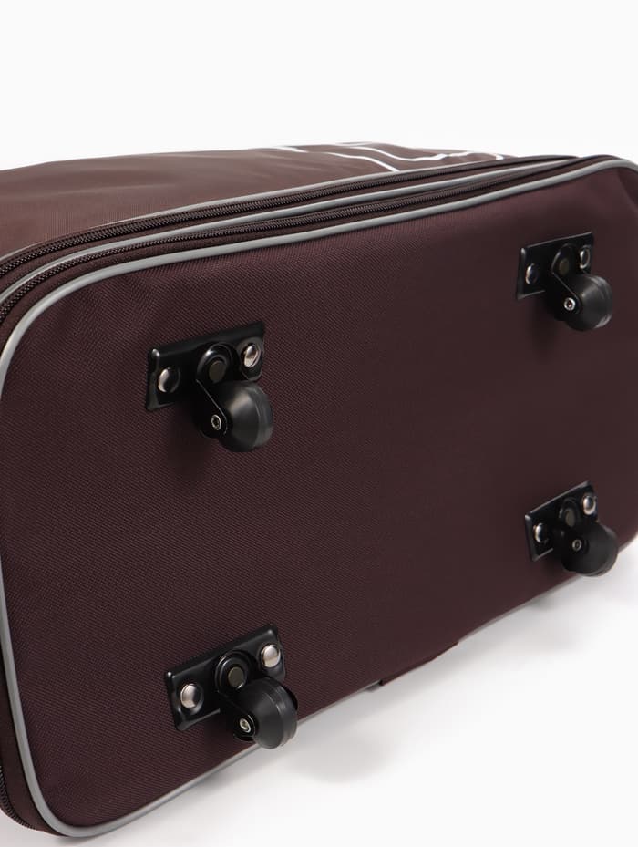 Сумка дорожная 20" на 4 колёсах, отдел на молнии, с увеличением, наружный карман, длинный ремень, коричневая