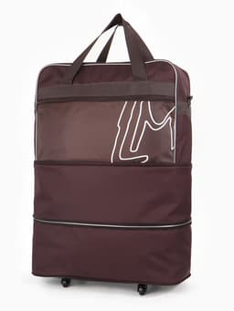 Сумка дорожная 20" на 4 колёсах, отдел на молнии, с увеличением, наружный карман, длинный ремень, коричневая