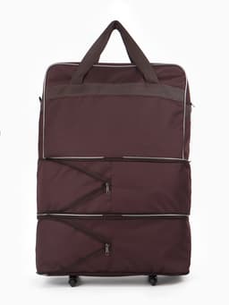 Сумка дорожная 20" на 4 колёсах, отдел на молнии, с увеличением, наружный карман, длинный ремень, коричневая