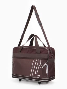 Сумка дорожная 20" на 4 колёсах, отдел на молнии, с увеличением, наружный карман, длинный ремень, коричневая