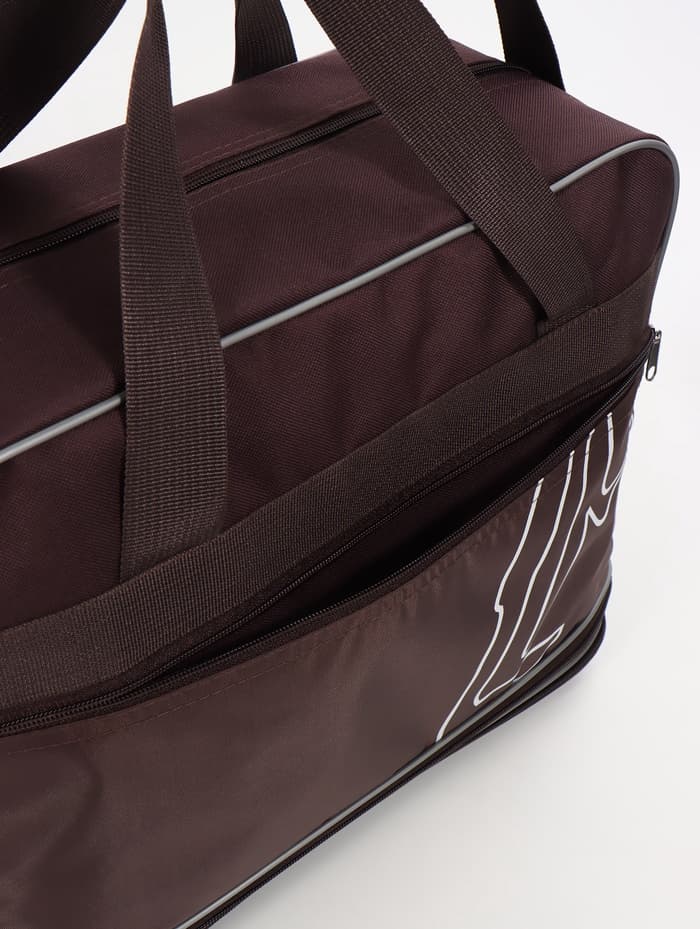 Сумка дорожная 20" на 4 колёсах, отдел на молнии, с увеличением, наружный карман, длинный ремень, коричневая