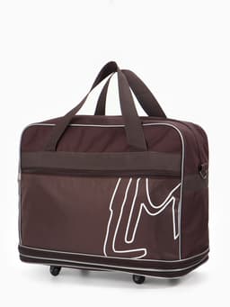 Сумка дорожная 20" на 4 колёсах, отдел на молнии, с увеличением, наружный карман, длинный ремень, коричневая