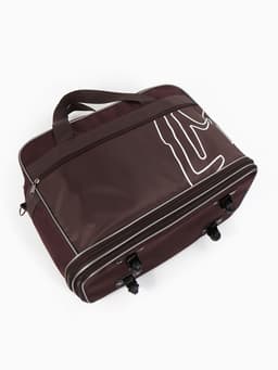 Сумка дорожная 20" на 4 колёсах, отдел на молнии, с увеличением, наружный карман, длинный ремень, коричневая