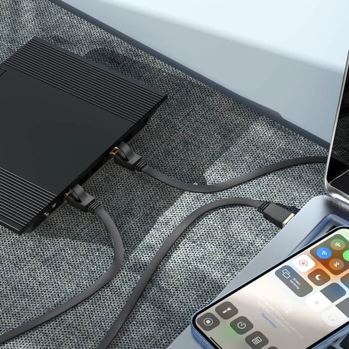 Патч-корд Hoco US07 Gigabit Ethernet, UTP, RJ-45(m)-RJ-45(m), 1 м, чёрный