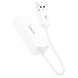 Адаптер Hoco UA22, USB-A - ethernet (100 Мб), 15 см, белый