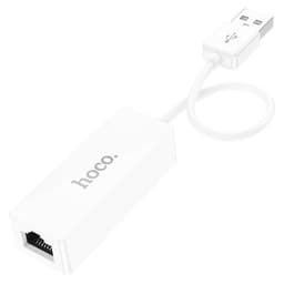 Адаптер Hoco UA22, USB-A - ethernet (100 Мб), 15 см, белый