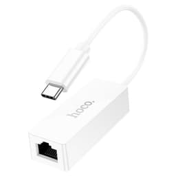 Адаптер Hoco UA22, Type-C - ethernet (100 Мб), 15 см, белый