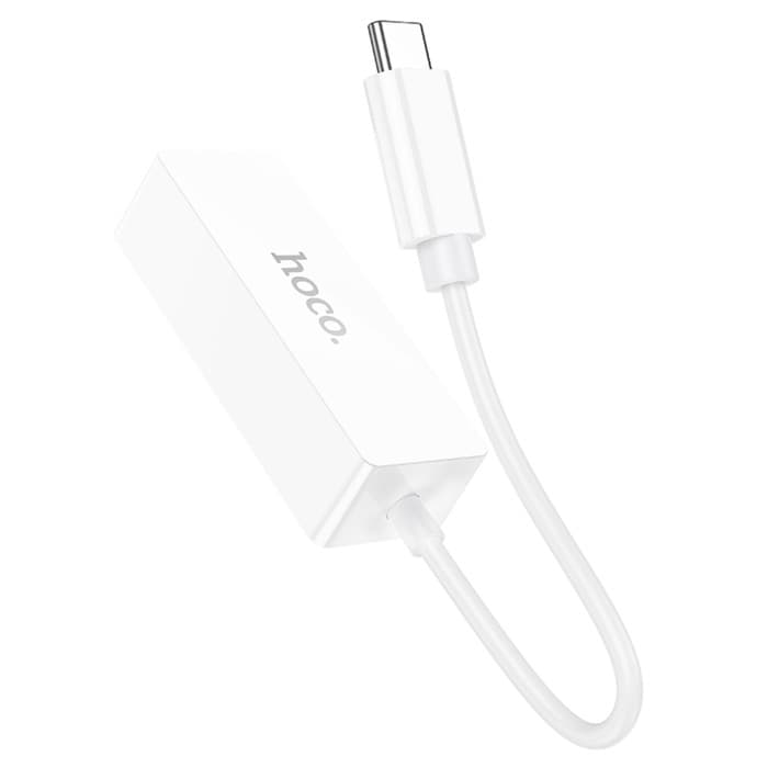 Адаптер Hoco UA22, Type-C - ethernet (100 Мб), 15 см, белый