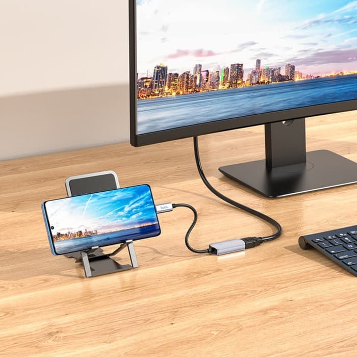 Адаптер Hoco UA20, Type-C - HDMI, 11.5 см, серый