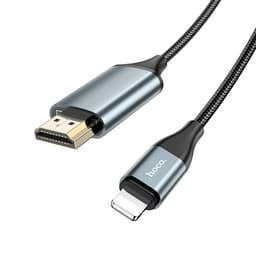 Адаптер Hoco UA15, Lightning - HDMI, 2 м, алюминиевый сплав + плетёный провод, серый