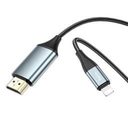 Адаптер Hoco UA15, Lightning - HDMI, 2 м, алюминиевый сплав + плетёный провод, серый