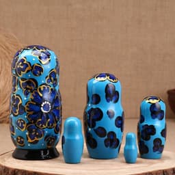 Матрёшка дерево «Ромашка», синяя, 5-кукольная, 19 см