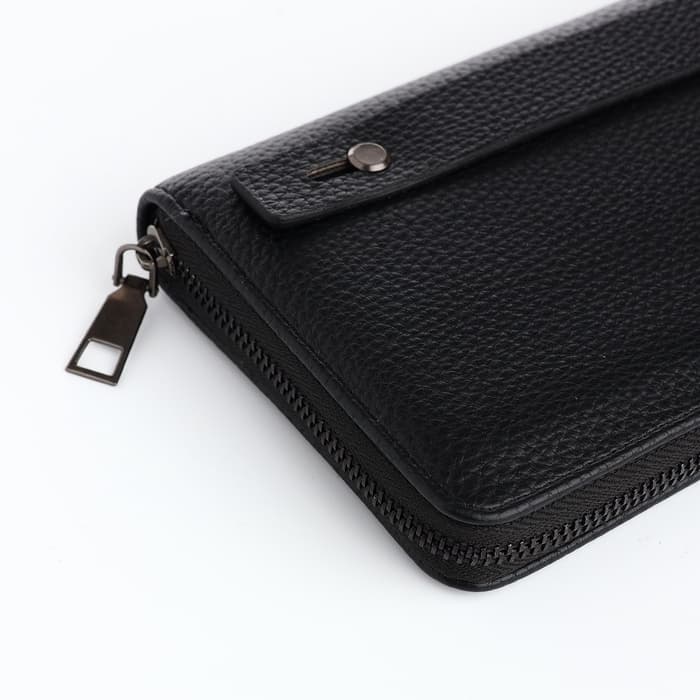 Портмоне-клатч мужской на молнии, отдел для купюр, карт, монет, чёрное