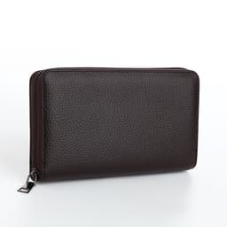 Портмоне-клатч мужской на молнии, отдел для купюр, карт, монет, коричневое