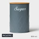 Банка для сахара Magistro Sugar Graphite, 9.5×13.5 см, с бамбуковой крышкой, серая