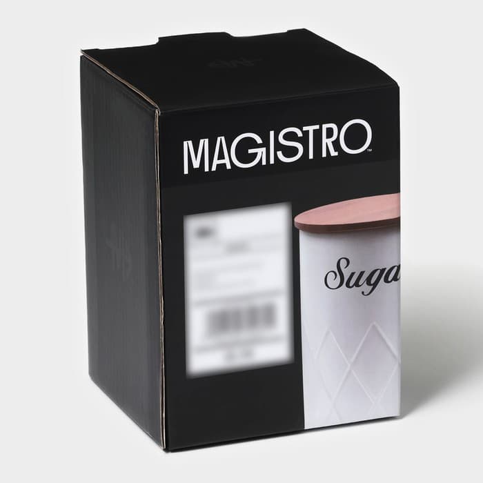 Банка для сахара Magistro Sugar Graphite, 9.5×13.5 см, с бамбуковой крышкой, серая