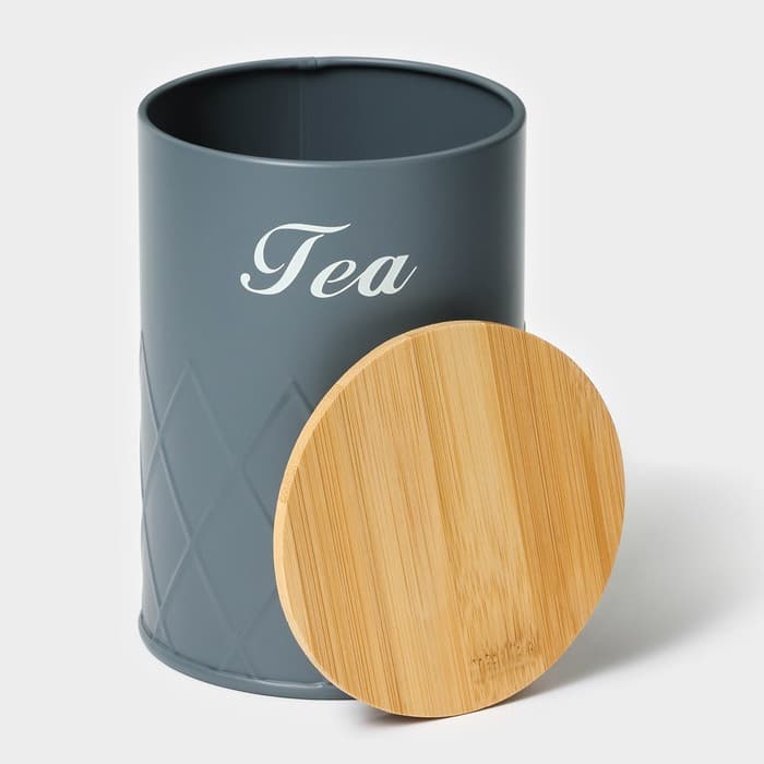 Банка для чая Magistro Tea Graphite, 9.5×13.5 см, с бамбуковой крышкой, серая