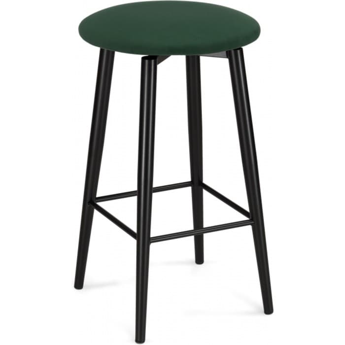 Стул барный «Гангток изумруд», крутящийся, 360×360×640 мм, металл/велюр, цвет черный/зеленый
