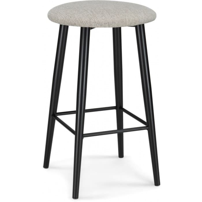 Стул барный «Гангток олива», 380×380×620 мм, металл/рогожка, цвет черный/бежевый