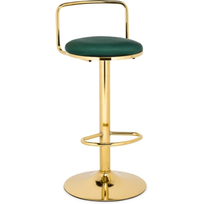 Стул барный Lusia  металл/велюр, золотой/зеленый 38x40x84 см