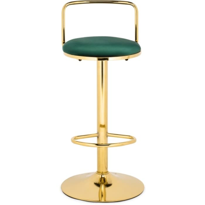 Стул барный Lusia  металл/велюр, золотой/зеленый 38x40x84 см
