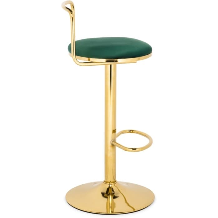 Стул барный Lusia  металл/велюр, золотой/зеленый 38x40x84 см