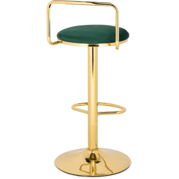 Стул барный Lusia  металл/велюр, золотой/зеленый 38x40x84 см