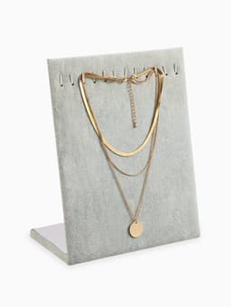 Подставка для кулонов, цепочек, браслетов QF, 12 крючков 20×10×25 см, бархатная, серая