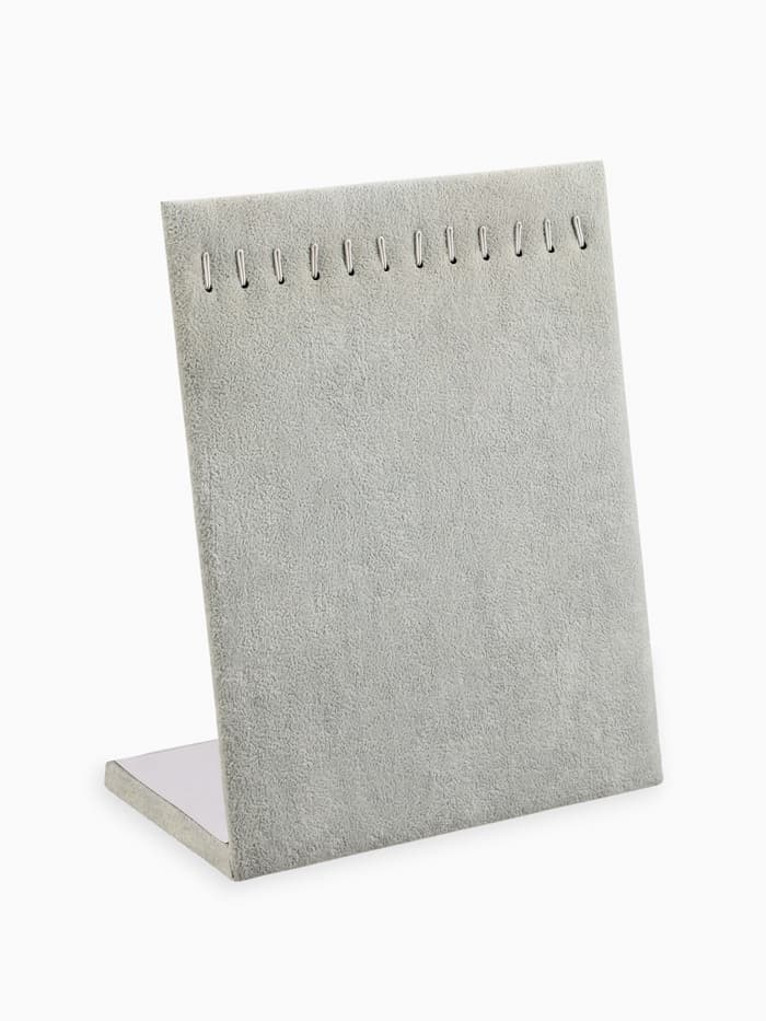 Подставка для кулонов, цепочек, браслетов QF, 12 крючков 20×10×25 см, бархатная, серая