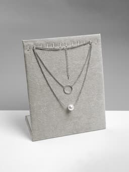 Подставка для кулонов, цепочек, браслетов QF, 12 крючков 20×10×25 см, бархатная, серая