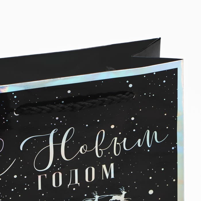 Пакет новогодний подарочный голографический «С Новым годом», S 12×15×5.5 см