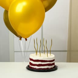 Свечи для торта (6 шт.) + воздушные шары (5 шт.), золотые