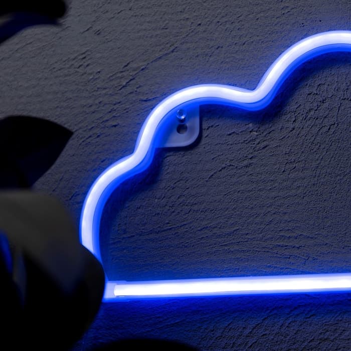 Неоновая вывеска «Облако» 30×19 см, батарейки AAx3 (нет в комплекте) + USB, свечение синее