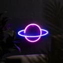 Неоновая вывеска «Планета» 30×17.5 см, батарейки AAx3 (не в комплекте) + USB, свечение розово-синее