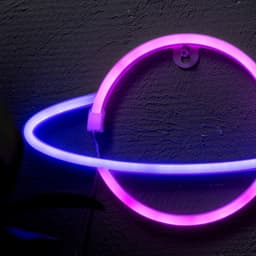 Неоновая вывеска «Планета» 30×17.5 см, батарейки AAx3 (не в комплекте) + USB, свечение розово-синее