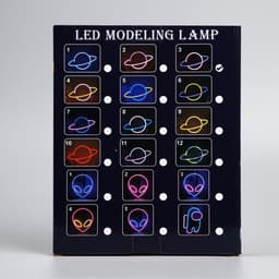 Неоновая вывеска «Планета» 30×17.5 см, батарейки AAx3 (не в комплекте) + USB, свечение розово-синее