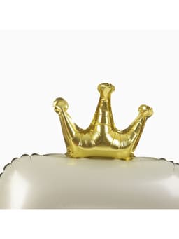 Шар фольгированный 42" «Цифра 5 с короной» на подставке, цвет взбитые сливки