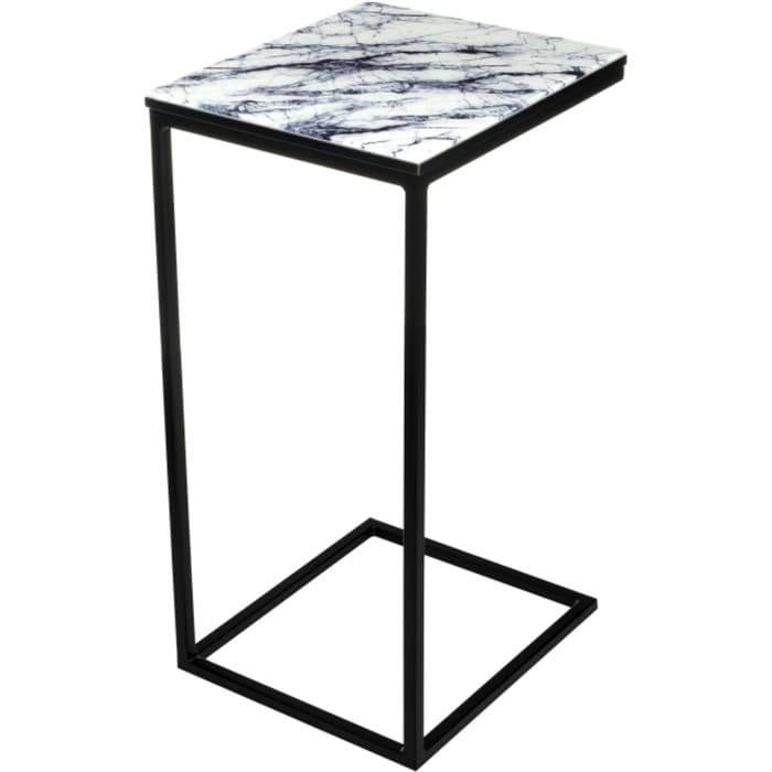 Столик журнальный «Геркулес», 300×340×620 мм, металл, цвет белый мрамор/черный