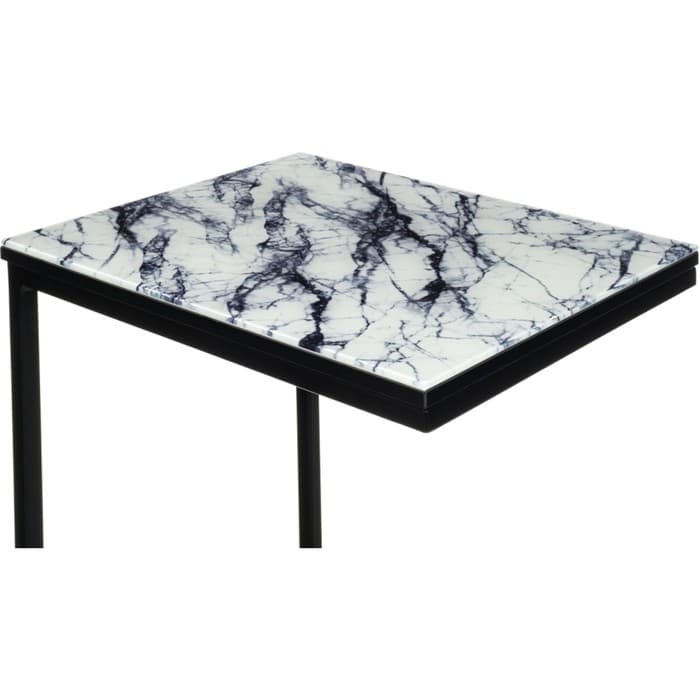 Столик журнальный «Геркулес», 300×340×620 мм, металл, цвет белый мрамор/черный