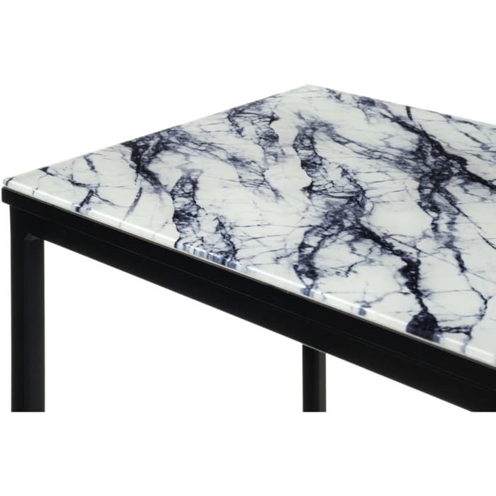 Столик журнальный «Геркулес», 300×340×620 мм, металл, цвет белый мрамор/черный